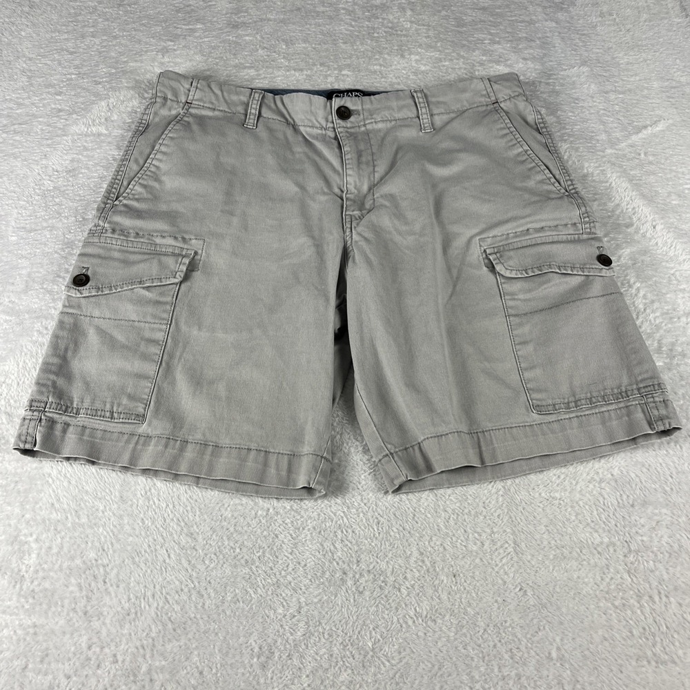 Chaps‎ Cargo Shorts Men's 36 Gray Stretch Cotton Casual Outdoor Pocket
